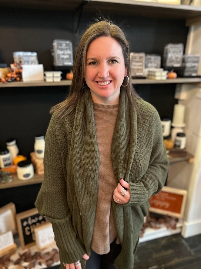 Olive autumn allure cardigan loft on third boutique